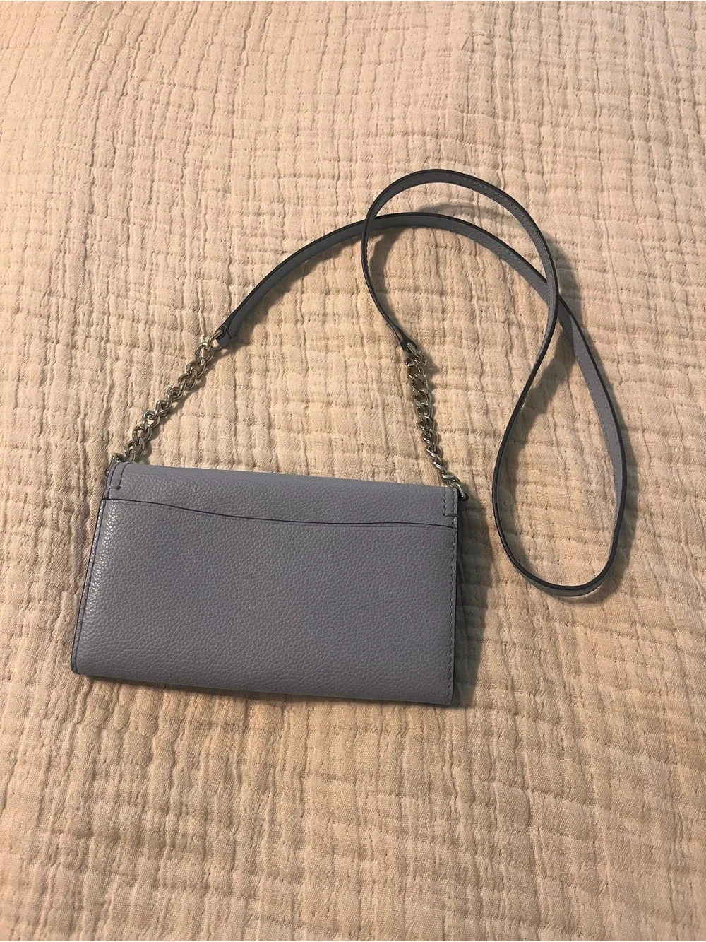 kate spade Pebbled Leather Crossbody Wallet - Light blue